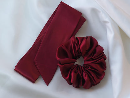 Double Set | Satin Scrunchie + Ribbon