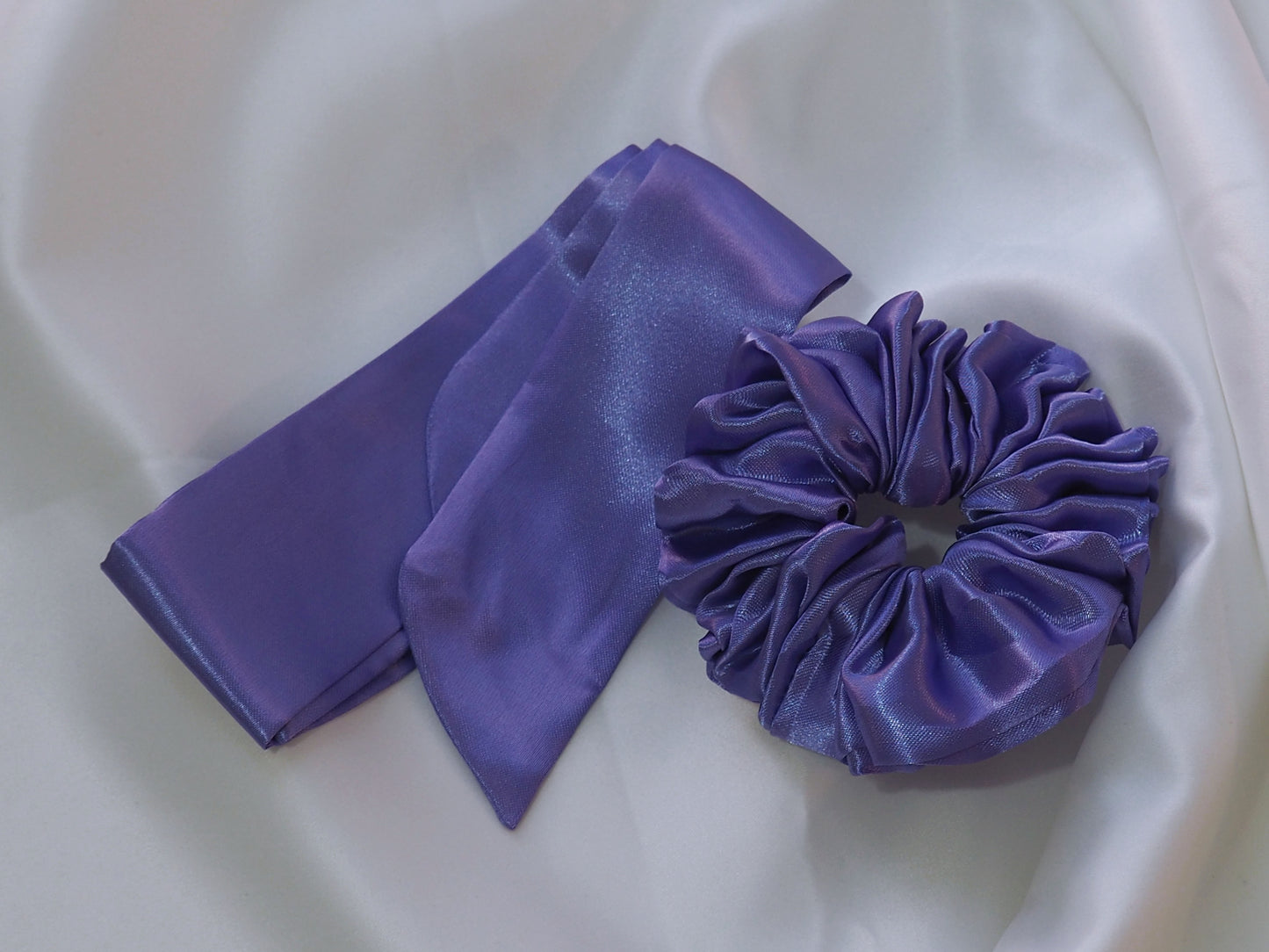 Double Set | Satin Scrunchie + Ribbon